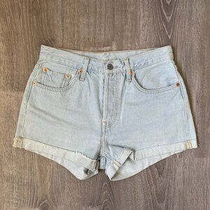 NWOT Levi's Premium 501 Original Fit High Rise Women's Shorts, BIG E, Light Wash